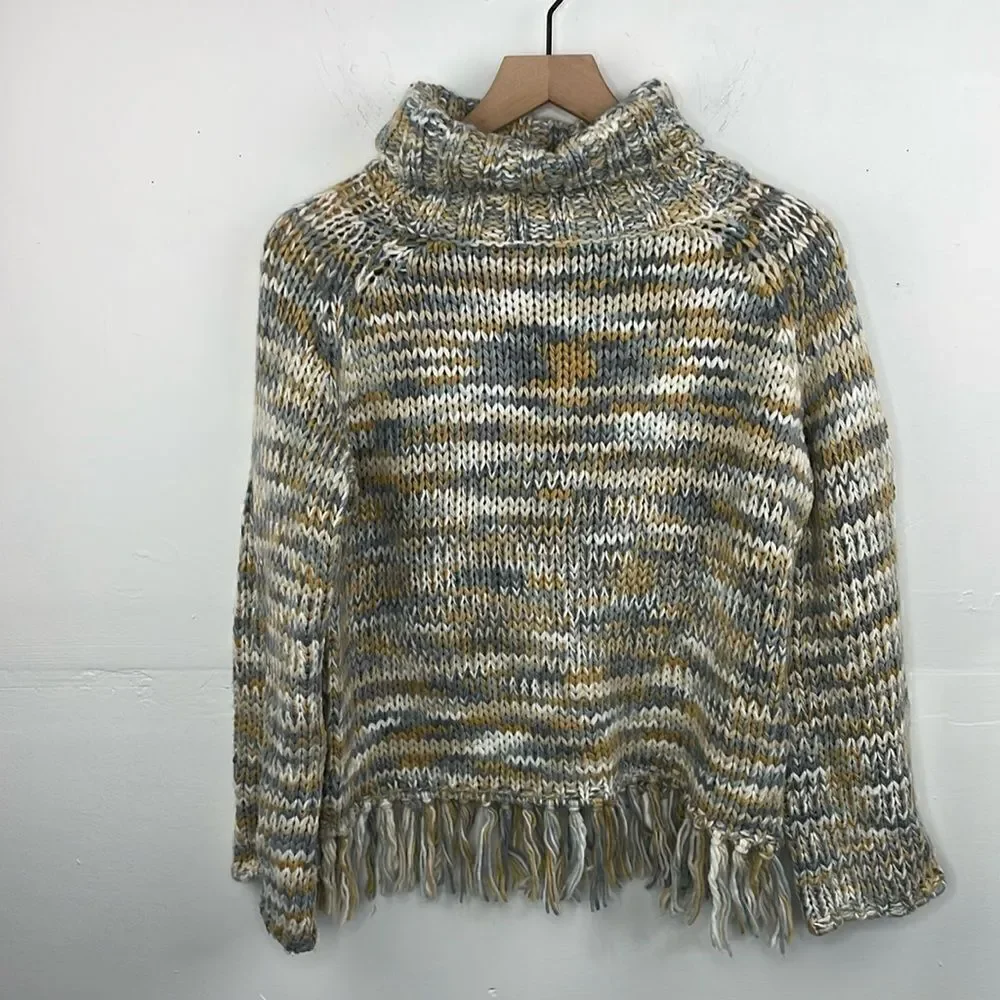 Solitaire Chunky Boho Pull Over Turtleneck Sweater size Small